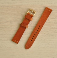 Hnědý kožený řemínek 18 mm, ručně šitý