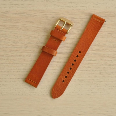 Hnědý kožený řemínek 18 mm, ručně šitý