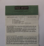 originální záruční list na Prim Sport 2