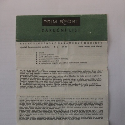 originální záruční list na Prim Sport 2
