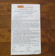 ORIGINÁLNÍ ZÁRUČNÍ LIST NA HODINY PRIM ELECTRONIC
