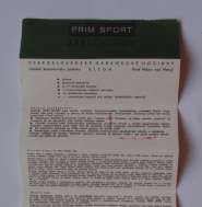 PRIM SPORT 2 ZÁRUČNÍ LIST