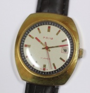 Pánské hodinky Prim 68, bílý číselník, růžové indexy