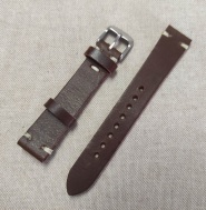 Tmavě hnědý kožený řemínek 18 mm, ručně šitý