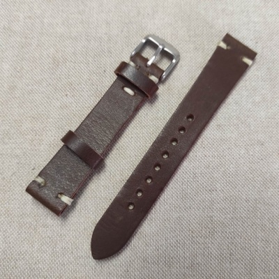 Tmavě hnědý kožený řemínek 18 mm, ručně šitý