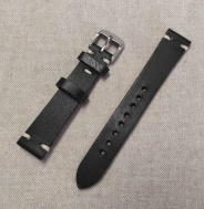 Černý kožený řemínek 18 mm, ručně šitý