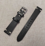 Černý kožený řemínek 18 mm, ručně šitý
