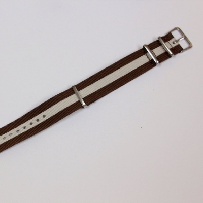 1x nylonový pásek 20mm, nový, hnědobílý