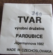 SKLO TVAR PARDUBICE - 260 -  NEPOUŽITÉ ORIGINÁLNÍ