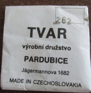 SKLO TVAR PARDUBICE - 262, NEPOUŽITÉ ORIGINÁLNÍ