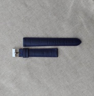 Italský modrý kožený řemínek 18 mm, spona ocel