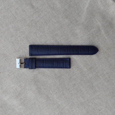 Italský modrý kožený řemínek 18 mm, spona ocel