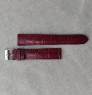 Italský bordó kožený řemínek 18 mm, spona ocel