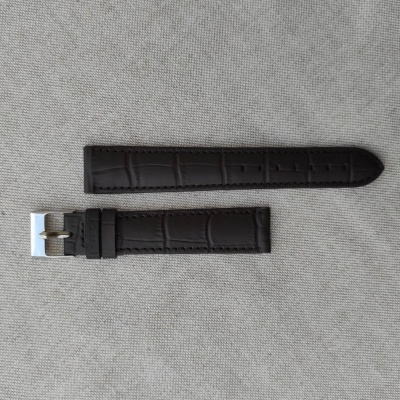 Italský tmavě hnědý kožený řemínek 18 mm, spona ocel