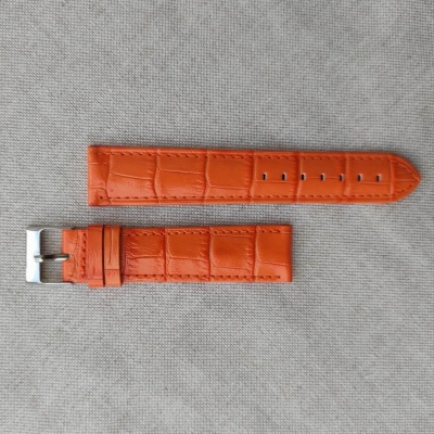 Italský oranžový kožený řemínek 20 mm, spona ocel