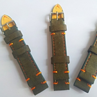 18mm řemen zelený s oranžovým prošitím !!!