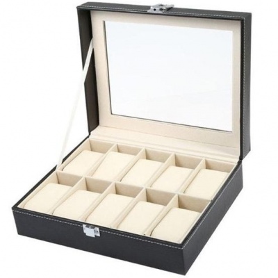 KAZETA - BOX NA HODINKY, ELEGANTNÍ BEZPEČNÉ POUZDRO NA 10 KUSŮ NÁRAMKOVÝCH HODINEK
