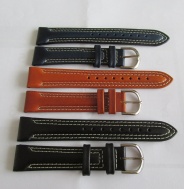 Kvalitní prošívané kožené řemínky na hodinky, 18mm - 3 kusy - černý + modrý + hnědý