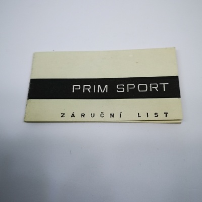 Záruční list Prim sport 1, 17."červce"1974