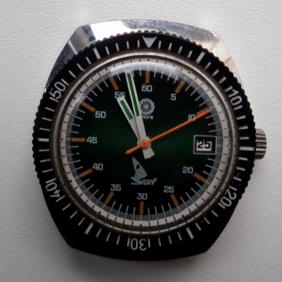 SKLÁDAČKA - PRIM Sport II Surf. Zelený ciferník.