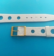řemen Prim Saturn 18mm se zlacenou sponou, sněhově bílý, TOP stav !!!