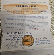 2 záruční listy na staré kalibry