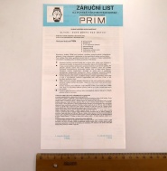Záruční list PRIM - originál