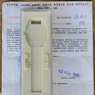 Rok 1994 - krabička Prim + záruční list 