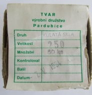 250 - SKLO TVAR PARDUBICE - velikost 250, NEPOUŽITÉ ORIGINÁLNÍ - 50 KUSŮ