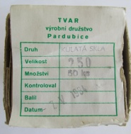 250 - SKLO TVAR PARDUBICE - velikost 250, NEPOUŽITÉ ORIGINÁLNÍ - 50 KUSŮ