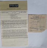 Záruční list z roku 1975