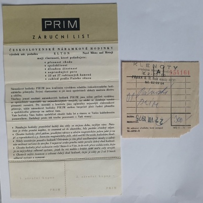 Záruční list z roku 1975
