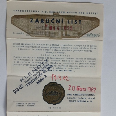 Záruční list 014 055
