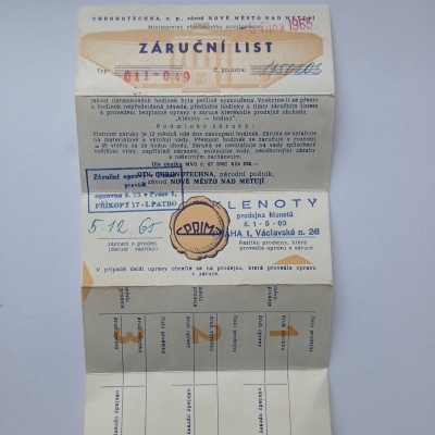 Záruční list 011 049