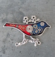 BAREVNÝ PTÁČEK, brož z hodinek Prim