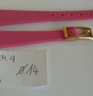 NOS silikonový řemínek č. 9 růžový 14 mm se zlatou sponou
