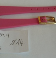 NOS silikonový řemínek č. 9 růžový 14 mm se zlatou sponou
