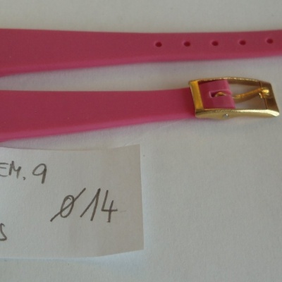 NOS silikonový řemínek č. 9 růžový 14 mm se zlatou sponou