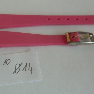 NOS silikonový řemínek č. 10 růžový 14 mm se stříbrnou sponou