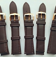 tmavě hnědý kožený řemen 18mm se zlatavou sponou !!!