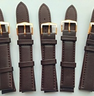 tmavě hnědý kožený řemen 18mm se zlatavou sponou !!!