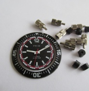 AUTO-TIME PRIM RALLYE -  AUTOHODINY PRIM - číselník + ručky + luneta + korunky + fixační kroužky,č.1