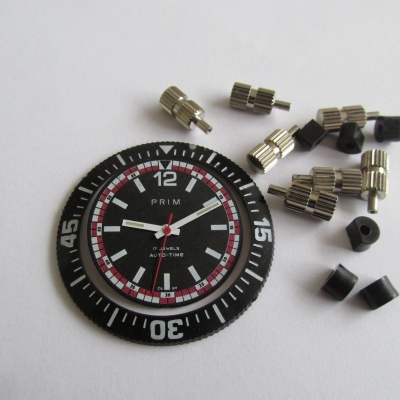 AUTO-TIME PRIM RALLYE -  AUTOHODINY PRIM - číselník + ručky + luneta + korunky + fixační kroužky,č.1