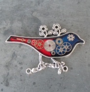 BAREVNÝ PTÁČEK, brož z hodinek Prim