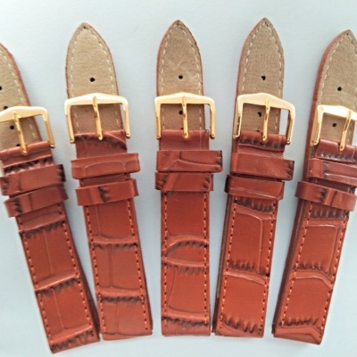 hnědý řemen 18mm se zlacenou sponou !!!