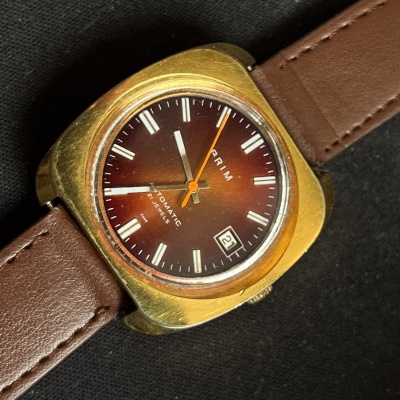 PRIM Automatic 21 jewels hnědý číselník - nové pouzdro. 