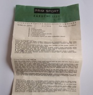 Prim Sport záruční list