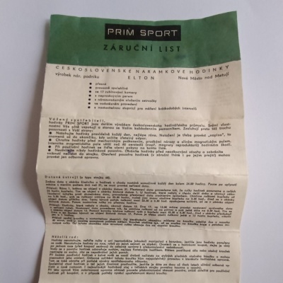 Prim Sport záruční list