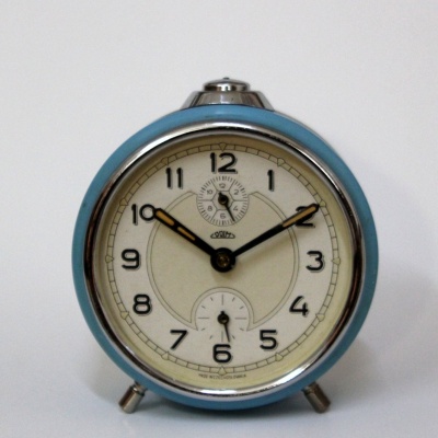 budík Prim B90, funkční, jako nový, modrý