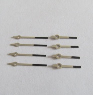 Ručičky na pánské hodinky Prim - stříbrné s černým koncem - nepoužité - 4 páry